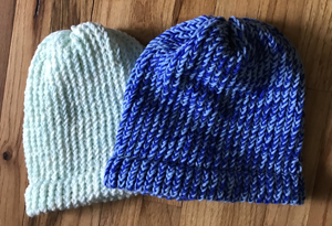 Two hand-knitted hats - dlstewart.com