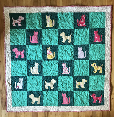 Cat and Dog applique quilt www.dlstewart.com